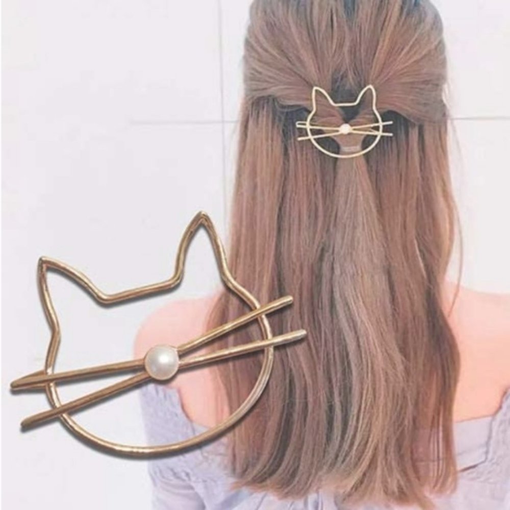 Brandy Melville Gold Metal Cat Whiskers Hair Clip - Picture 3 of 4